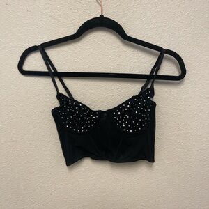 Urban Outfitters Black Studded Crop Top